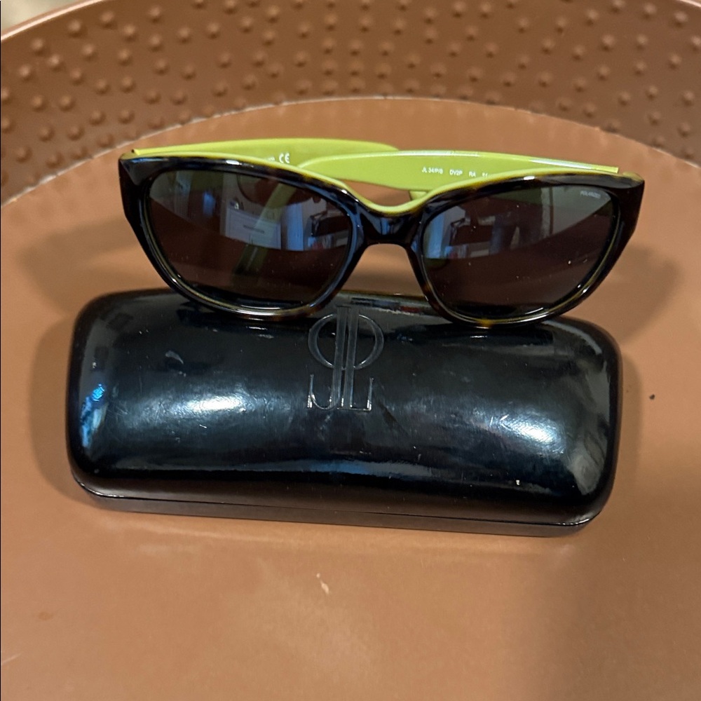 Jennifer Lopez Black and Lime Sunglasses